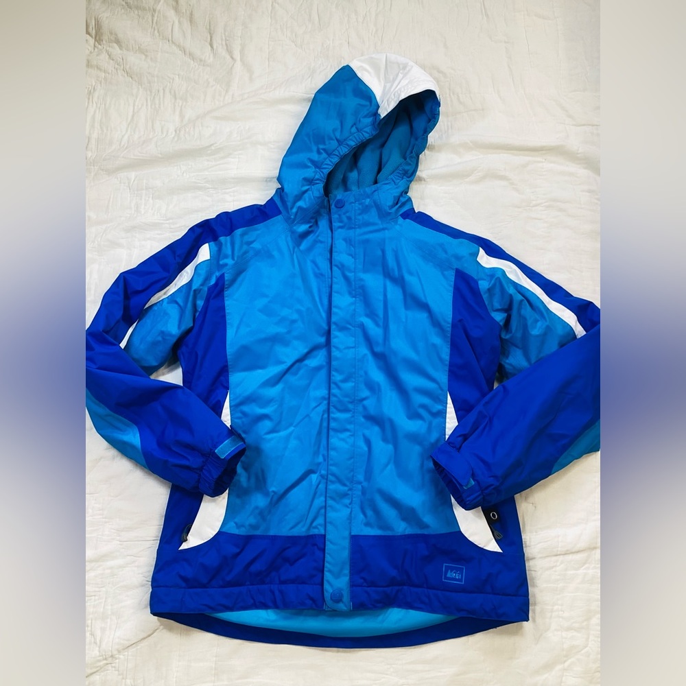Girls REI Timber Mountain Jacket Coat Blue White XL 18.